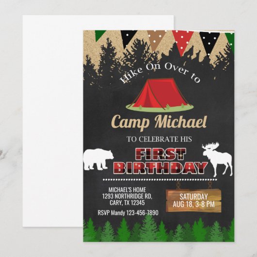 Camp, kampeerjongen, eerste uitnodiging op de eers (Voorkant / Achterkant)