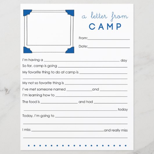 Camp Letter Camp Stationery invullen (Voorkant)
