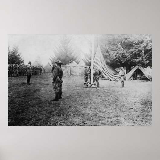 Camp Lewis, WA - Soldaten die Amerika neerhalen Poster (Voorkant)