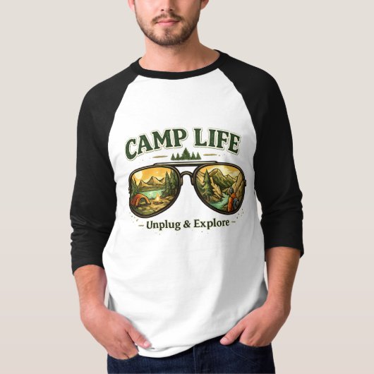 Camp Life Feels Right Raglan T-Shirt USA (Voorkant)