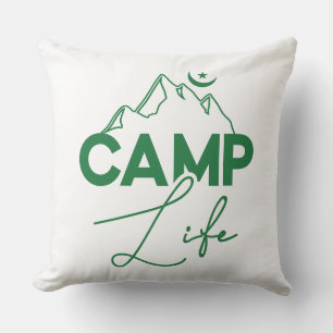 Camp Life Groene Typografie Leuk T-shirt Kussen