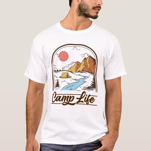 Camp Life Mountain Camping T-shirt (Voorkant)