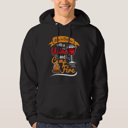 Camp Life Wine Campfire OutdoorCamp Hoodie (Voorkant)