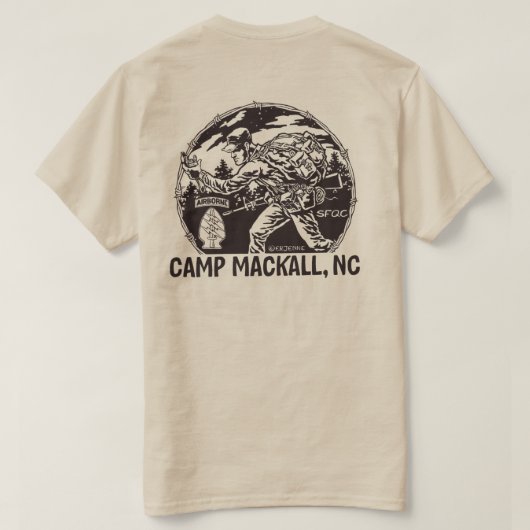 'Camp Mackall' - tabblad in de lucht - terug T-shirt (Design achterkant)