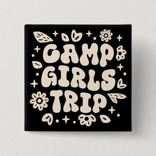Camp meisjes reis retro esthetisch vierkante button 5,1 cm (Voorkant)