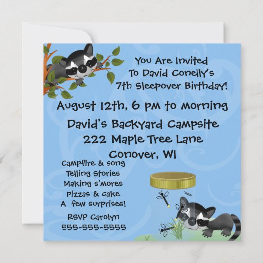 Camp Mischief verjaardagsuitnodiging Kaart (Achterkant)