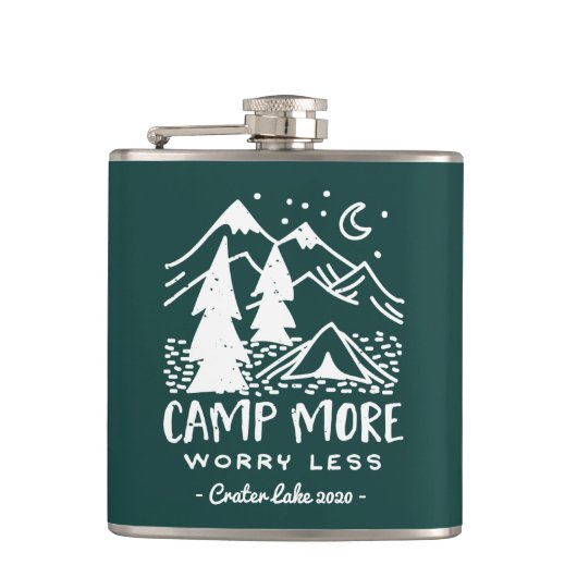 Camp more, Angst Minder | Aangepaste campagne Heupfles (Voorkant)