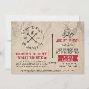 Camp Name Briefkaart Birthday Party Invitation