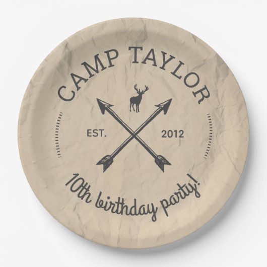 Camp Name Logo Birthday Party Papieren Bordje (Voorkant)