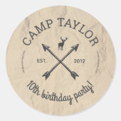 Camp Name Logo Birthday Party Ronde Sticker (Voorkant)