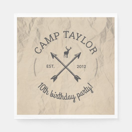 Camp Name Logo Birthday Party Servet (Voorkant)