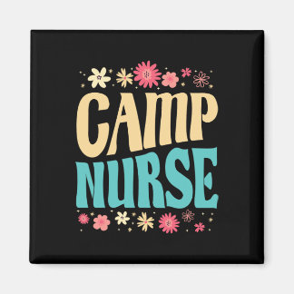 Camp Nurse Floral Outfit Summer Camping Registered Magneet