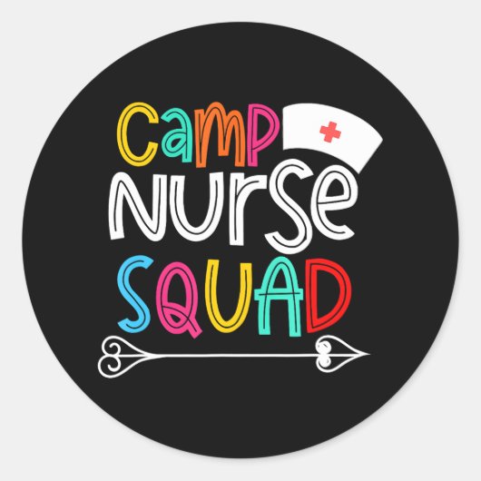 Camp Nurse Squad Grappige Verpleegkundigen Verplee Ronde Sticker (Voorkant)