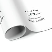 Camp one happy birthday name date campingadventure cadeaupapier (Rol Hoek)