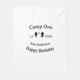 Camp one happy birthday name date campingadventure fleece deken
