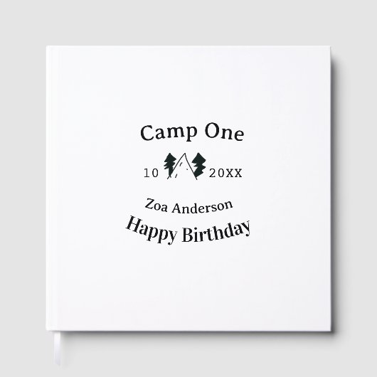 Camp one happy birthday name date campingadventure gastenboek (Voorkant)