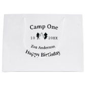 Camp one happy birthday name date campingadventure groot cadeauzakje (Voorkant)