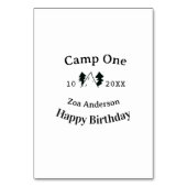 Camp one happy birthday name date campingadventure kaart (Achterkant)