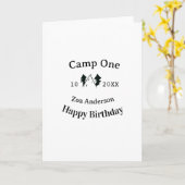 Camp one happy birthday name date campingadventure kaart (Gele Bloem)