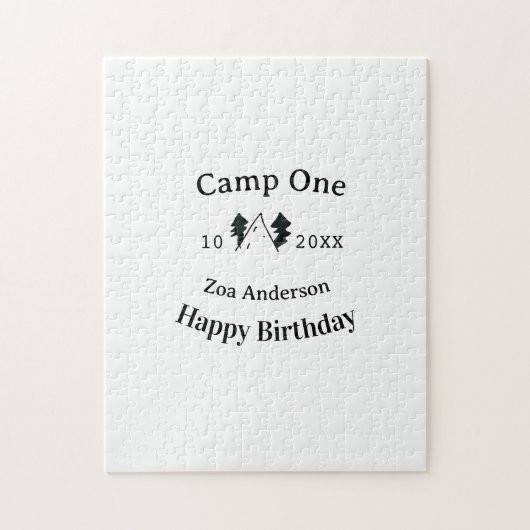 Camp one happy birthday name date campingadventure legpuzzel (Verticaal)