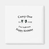 Camp one happy birthday name date campingadventure magneet (Voorkant)