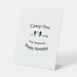 Camp one happy birthday name date campingadventure reclamebord met voetstuk