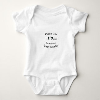 Camp one happy birthday name date campingadventure romper