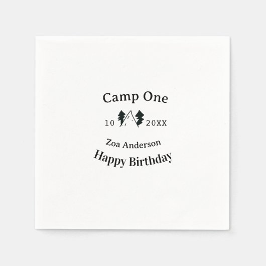 Camp one happy birthday name date campingadventure servet (Voorkant)