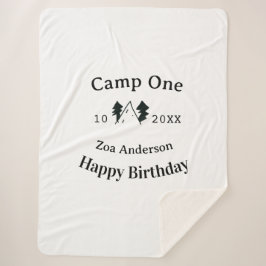 Camp one happy birthday name date campingadventure sherpa deken