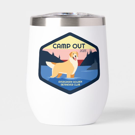 Camp Out 2025 Gouden Wijn Tumbler (Voorkant)