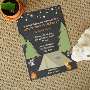 Camp Out Birthday Invitation Kaart