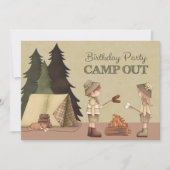 Camp Out Birthday Party Uitnodiging voor jongen of (Voorkant)
