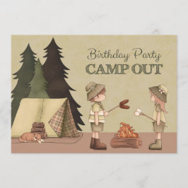 Camp Out Birthday Party Uitnodiging voor jongen of