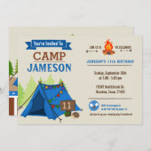 Camp out Glamping Birthday Party Invitation Kaart (Voorkant / Achterkant)