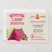 Camp out Glamping Birthday Party Invitation Kaart (Voorkant)