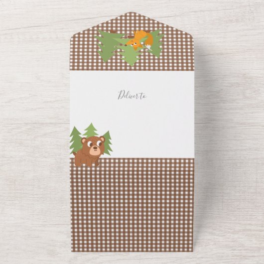 Camp out Out Party with Game on Back Uitnodiging (Buitenkant)