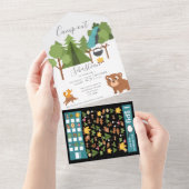 Camp out Out Party with Game on Back Uitnodiging (Afscheurbaar)