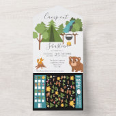 Camp out Out Party with Game on Back Uitnodiging (Binnen)