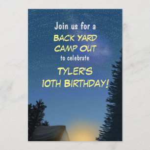 Camp Out Sterrennacht Party Invitation Kaart