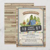 Camp out Tent Invitation Birthday Camp out Boy Kaart (Voorkant / Achterkant)