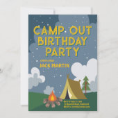 Camp Out thema verjaardagsuitnodiging Kaart (Voorkant)