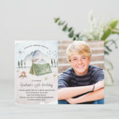 Camp Out Verjaardagsfeest Foto Kaart (Staand voorkant)