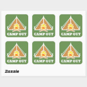 Camp out vierkante sticker (Vel)