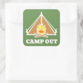 Camp out vierkante sticker (Tas)