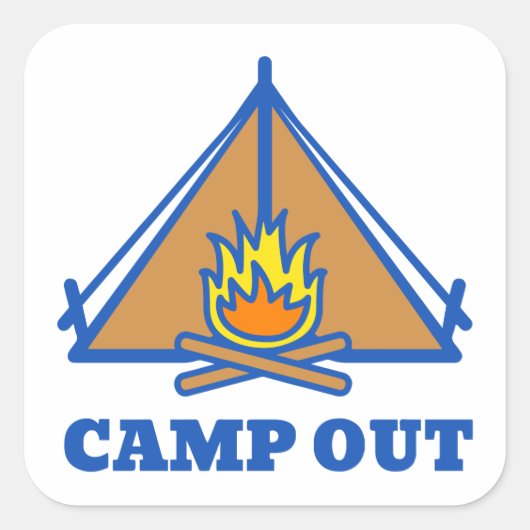 Camp out vierkante sticker (Voorkant)