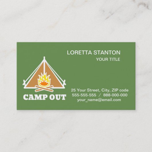 Camp out visitekaartje (Voorkant)