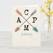 Camp Personalize Name Arrows on Wood Pattern Kaart (Gele Bloem)