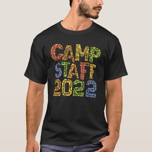 Camp Personeel 2022 Leopard Print Host Zomer Couns T-shirt (Voorkant)