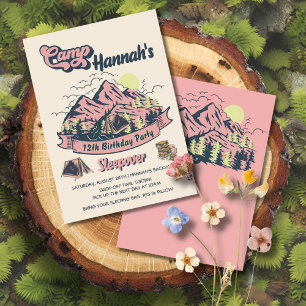 Camp Pink Mountain Verjaardagsfeestje Sleepover Kaart