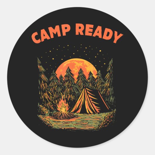 Camp Ready Summer Camping Tropical Camper Trip Ronde Sticker (Voorkant)